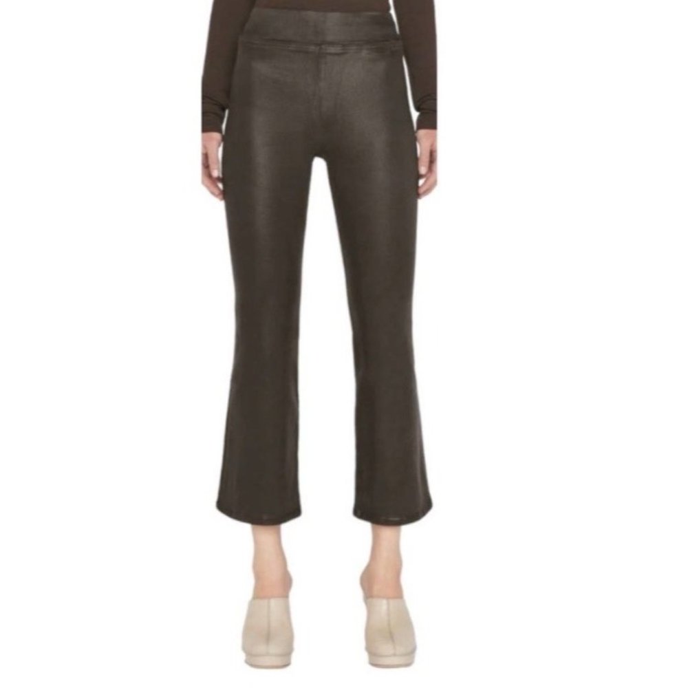 FRAME Jetset Crop COATED JEANS High-Rise Bootcut Brown - Picture 11 of 15